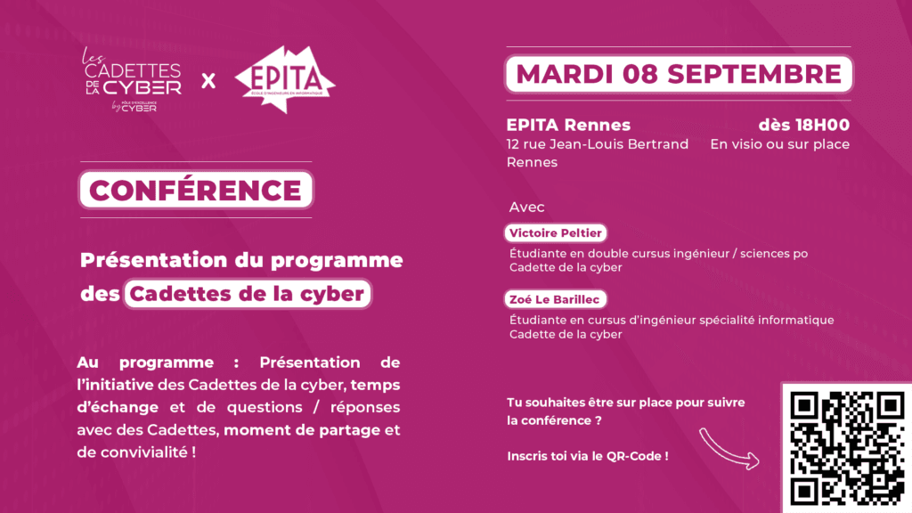 Rendez-vous le 8 septembre 2026, conférence des Cadettes de la cyber à EPITA Rennes
