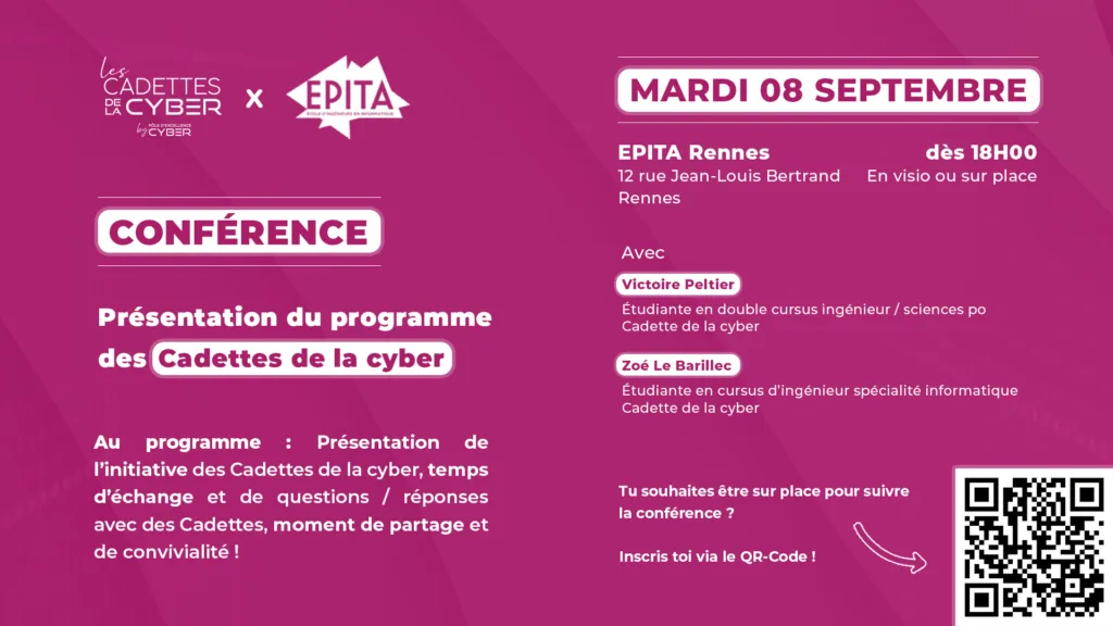 Rendez-vous le 8 septembre 2026, conférence des Cadettes de la cyber à EPITA Rennes